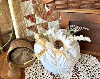 Large White Chenille Pumpkins, Fall Décor, Halloween, Thanksgiving