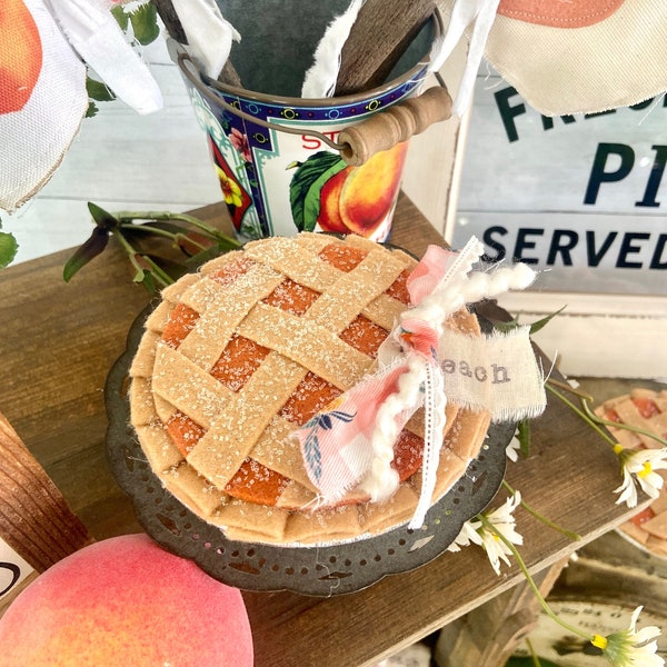 Mini Peach Pie, Felt, Summer Decor, Summer, Faux Dessert