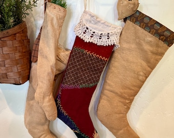 Crazy Quilt Stocking, Primitive, Cutter Quilt