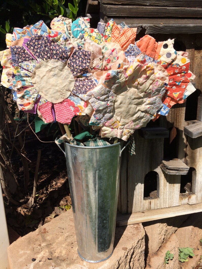 Primitive Flower Stems with Petals made from Cutter Quilt Etsy