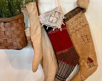 Crazy Quilt Stocking, Primitive, Cutter Quilt