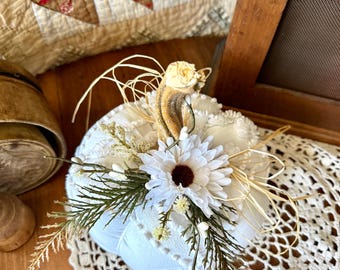 Medium White Chenille Pumpkins, Fall Décor, Halloween, Thanksgiving