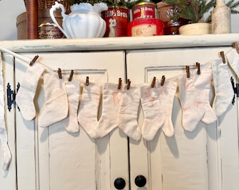 Sugar Sack Stocking Garland, Christmas, Wall Decor, Farmhouse