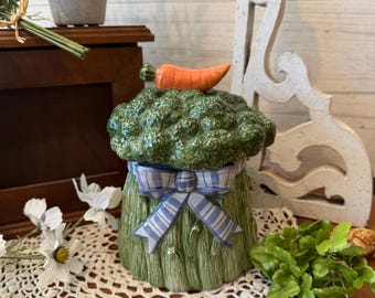 Fitz and Floyd Inc Porcelain Broccoli Cannister/Jar