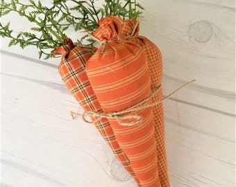 Fabric Carrots, Set of 3, Primitive, Easter Decor, Spring Decor, Farmhouse