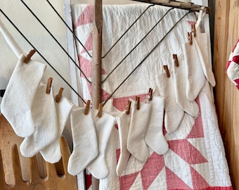 Flour Sack Stocking Garland, Christmas, Wall Decor, Farmhouse