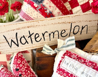 WATERMELON Sign, Reclaimed Wood, Hand-Painted, Summer Decor