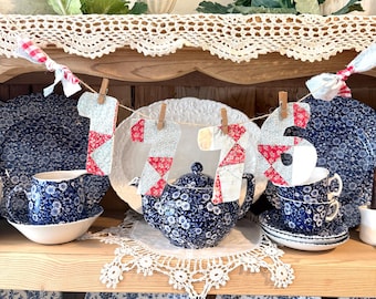 Red, White, and Blue Quilt 1776 Garland, Memorial Day, Fourth of July, Summer Decor, Farmhouse