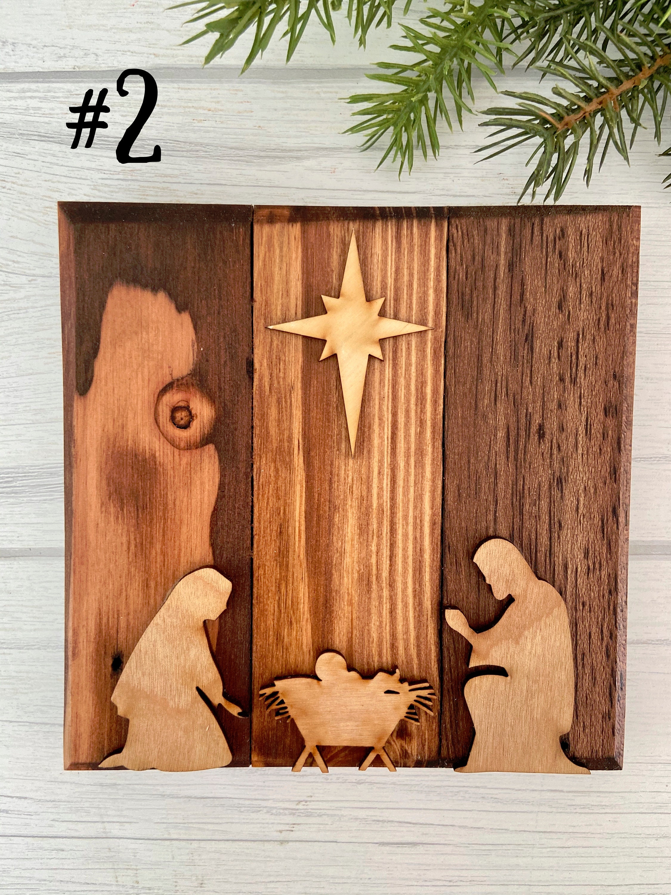 Natividad de madera pequeña cuadrado decoración de Navidad | Etsy