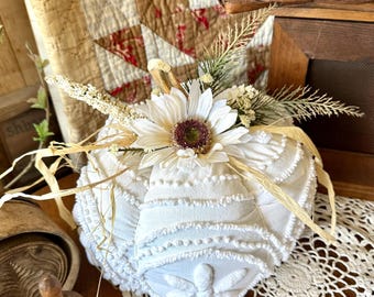 Extra Large White Chenille Pumpkins, Fall Décor, Halloween, Thanksgiving