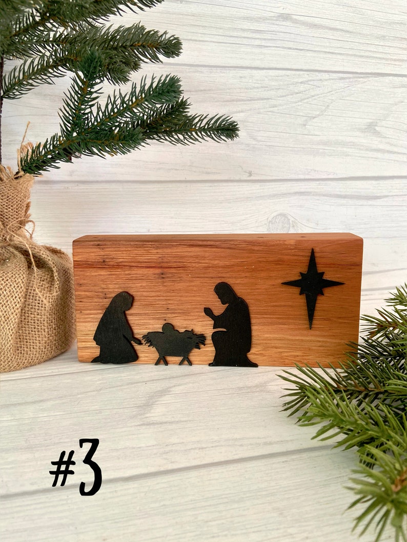 Wood Nativity Block, Christmas, Reclaimed Wood, Handmade, Home Decor image 1