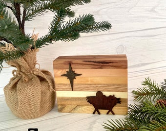 Wood Nativity Block, Christmas, Reclaimed Wood, Handmade, Home Decor