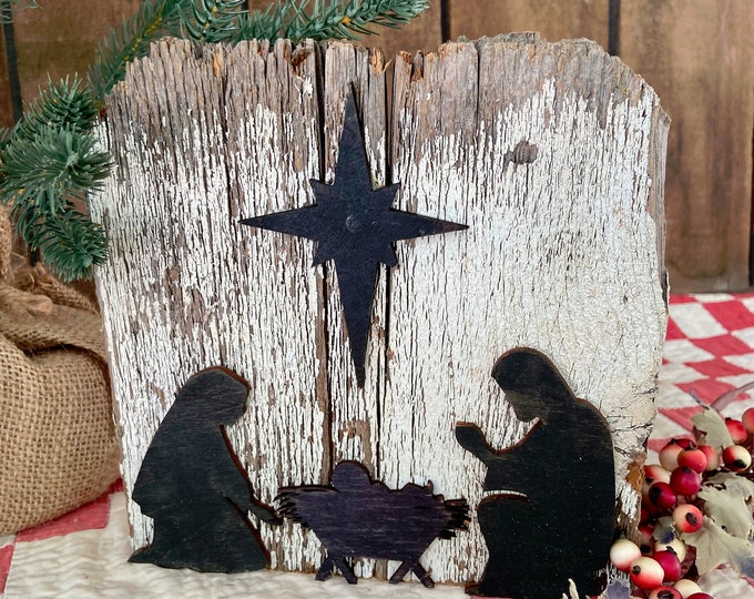 Wood Stable Nativity Sign Block, Christmas Decor, Handmade, Reclaimed ...