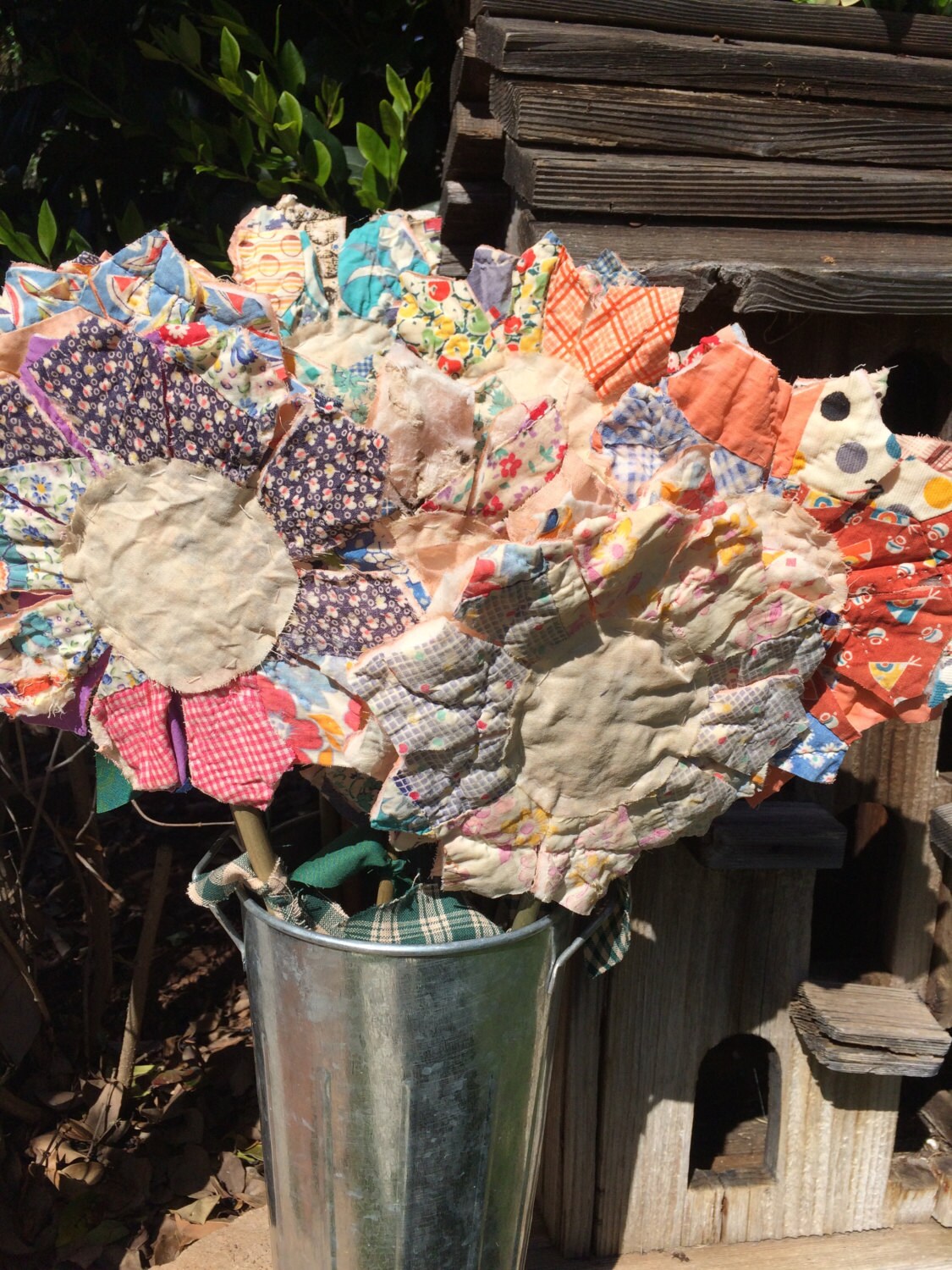 Primitive Flower Stems with Petals made from Cutter Quilt Etsy