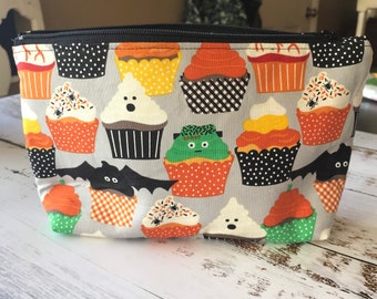 Haunted cupcake Halloween Zipper Pouch Makeup Bag