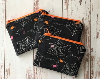 Halloween Black Spiderwebs fully lined coin purse