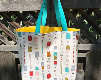 Bright White Lined Tote Bag