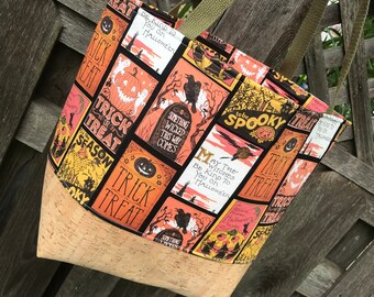 Vintage Halloween Cork Tote Bag