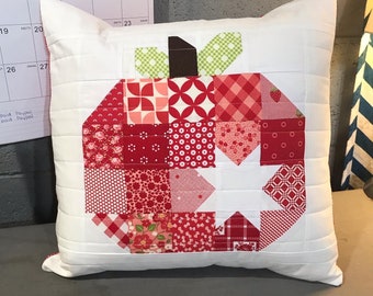 Scrappy Apple Quilted 16” Pillow Cover