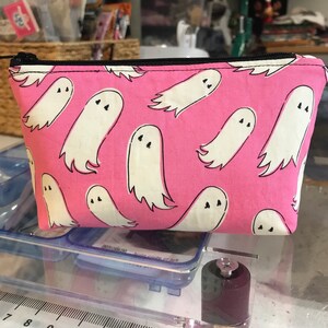 Pink Ghost Halloween zipper pouch