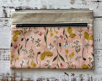 Double Zipper Pouch Floral Wildflowers