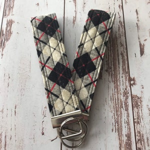 Quilted Black and Red Plaid Keychains