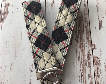 Quilted Black and Red Plaid Keychains