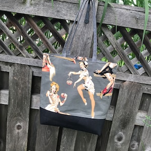 Zombie Pinup Girl Halloween Cork Tote