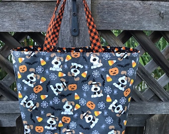 Puppy Dog Trick or Treat Lined Tote Bag