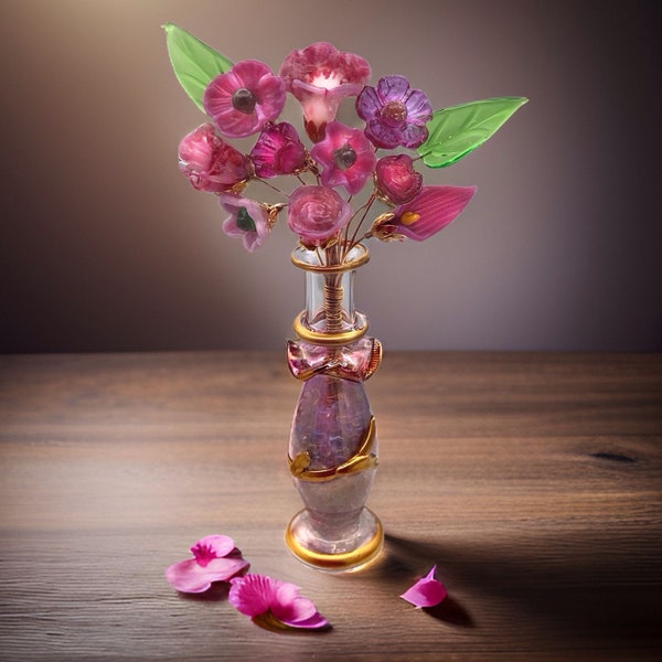 Pretty in Pink Designer Bouquet Lampwork Flowers