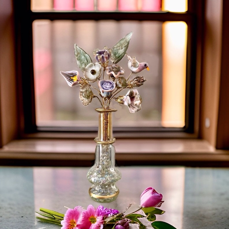 Florence by Moonlight Glass Flower Designer Bouquet, Miniature Glass Flowers, Romantic Bouquet image 2