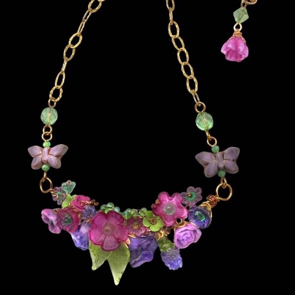 Purple and Fuchsia Trellis Garden Necklace