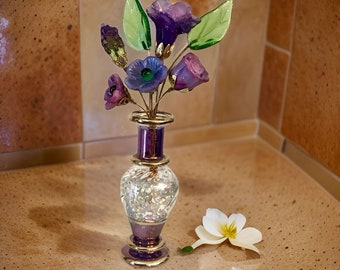 Glorious Purples Mini Glass Flower Sampler Bouquet with Vase