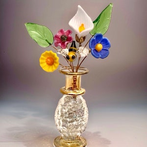 Bee in the Garden Spring Flower Sampler Mini Glass Bouquet with Vase image 1