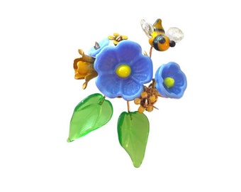 Flowers and Bee Brooch