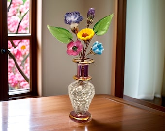 Spring Garden Mini Glass Flower Sampler Bouquet with Vase