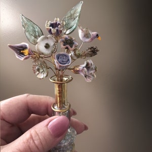 Florence by Moonlight Glass Flower Designer Bouquet, Miniature Glass Flowers, Romantic Bouquet