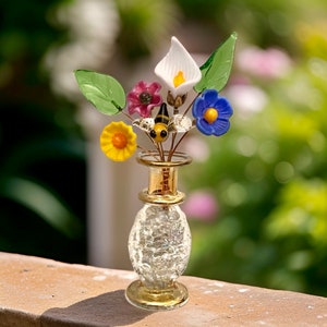 Bee in the Garden Spring Flower Sampler Mini Glass Bouquet with Vase image 4