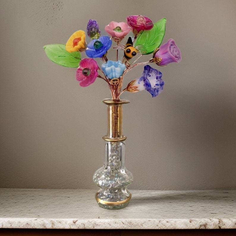Spring Garden Glass Flower Designer Bouquet Lampwork Flowers image 4