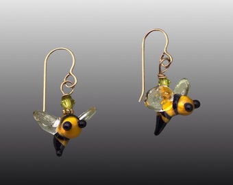 Bee Buddies Lampwork Earrings