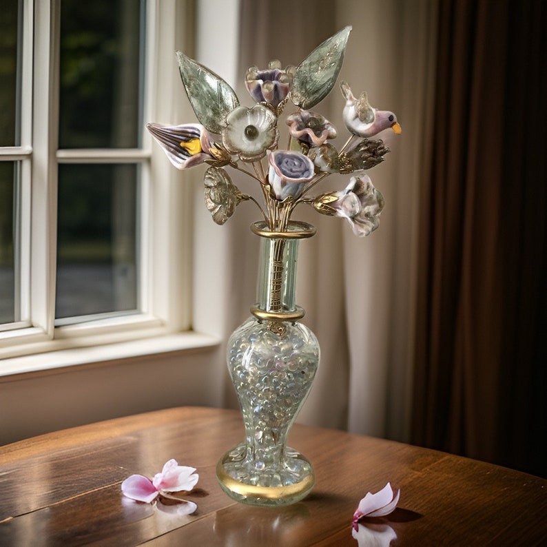 Florence by Moonlight Glass Flower Designer Bouquet, Miniature Glass Flowers, Romantic Bouquet image 3