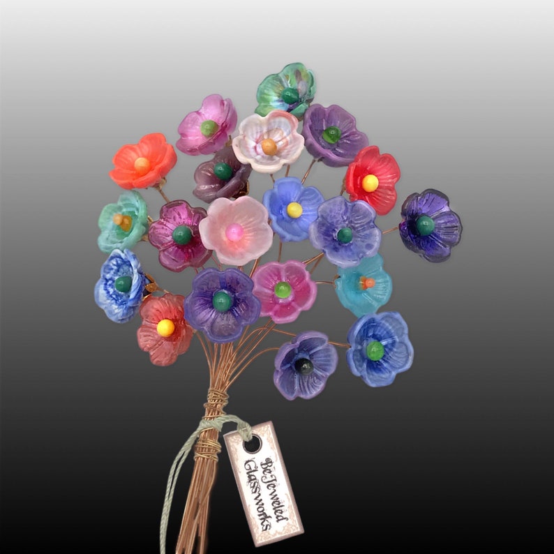 Wild Rose Lampwork Glass Flower Headpins Etsy
