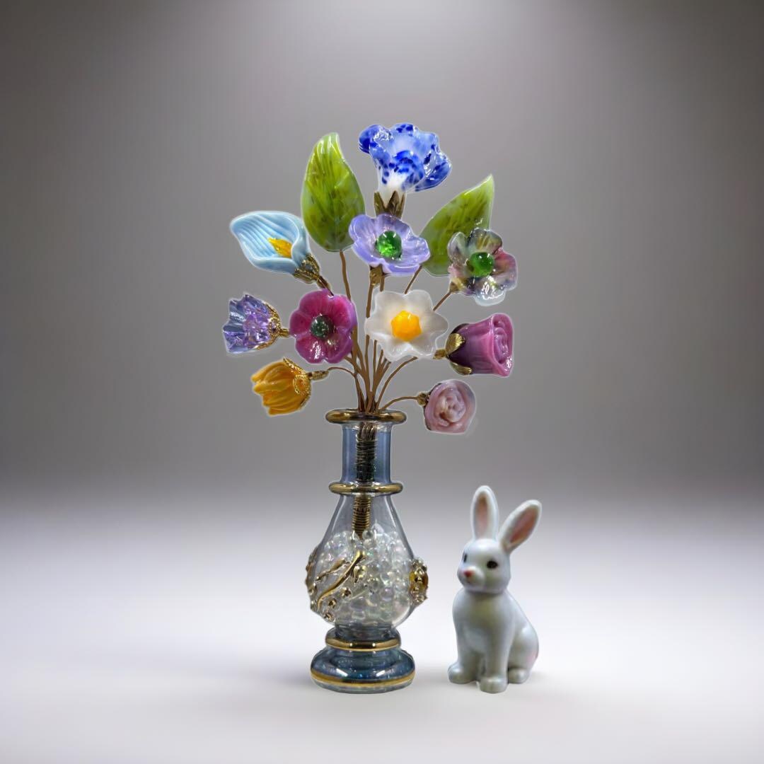 Pastel Spring Glass Flowers With Vase - Etsy