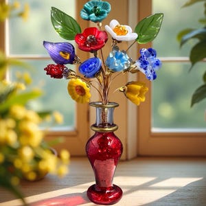 City Girl Designer Bouquet Lampwork Flowers, Handmade Glass Bouquet