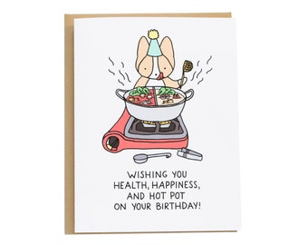 Hot Pot Card, Corgi Birthday Card, Corgi Card, Hotpot Card, aapi, chinese food card