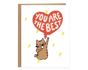 You're The Best Card, Valentines Card, Galentines, Cat Card, Brown Cat, Corgi Card, Cute Card, Tabby Cat, Brown Cat Card, Funny Cute Card