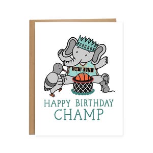 Cartão de aniversário do NY Liberty Champ, cartão de aniversário da cidade de Nova York, Ellie, Pombo, Pizza Rat, Basquete, New Yorker