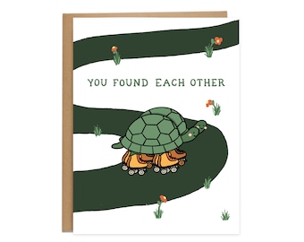 Engagement Turtle Card, Wedding Card, Rollerskating card, anniversary card, cute