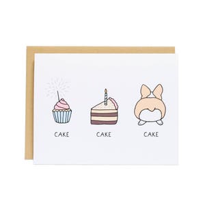 Cartão de aniversário de bolo, cartão de aniversário de corgi, cartão de aniversário engraçado, bunda de corgi, cartão de aniversário fofo