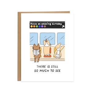 Incredibile biglietto di auguri per il compleanno della metropolitana di New York, biglietto di auguri per il compleanno di un Corgi, buon compleanno, New York City, treno, NYC, newyorkese